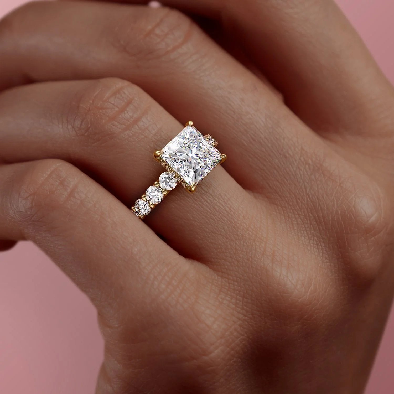 0.30cts. Princess Cut Diamond Shank Platinum Solitaire Engagement Ring